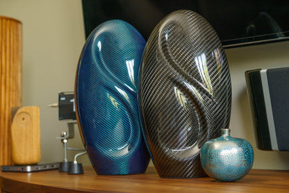 Carbon Fiber Cremation Urn "Eternity" - Twill Weave Carbon | Black Urn - Pulvis Art Urns