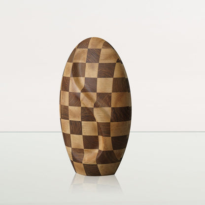 Checked Wooden Urn "Eternity" - Genuine Walnut & Beech Urn - Pulvis Art Urns