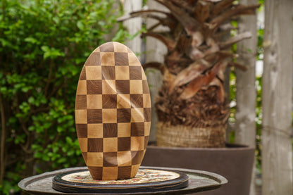 Checked Wooden Urn "Eternity" - Genuine Walnut & Beech Urn - Pulvis Art Urns