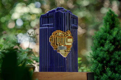 Cremation Candle Urn for Ashes "Heart" - Large | Blue Night | Ceramic Urn - Pulvis Art Urns