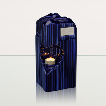 Cremation Candle Urn for Ashes "Heart" - Large | Blue Night | Ceramic Urn - Pulvis Art Urns