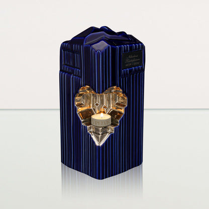 Cremation Candle Urn for Ashes "Heart" - Large | Blue Night | Ceramic Urn - Pulvis Art Urns