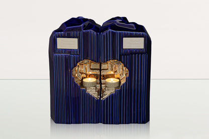 Cremation Candle Urn for Ashes "Heart" - Large | Blue Night | Ceramic Urn - Pulvis Art Urns