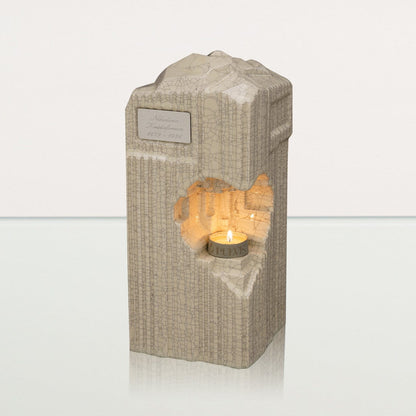 Cremation Candle Urn for Ashes "Heart" - Large | Craquelure | Ceramic Urn - Pulvis Art Urns