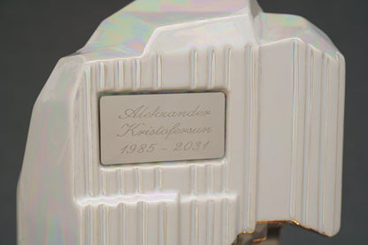 Cremation Candle Urn for Ashes "Heart" - Large | Pearly White | Ceramic Urn - Pulvis Art Urns