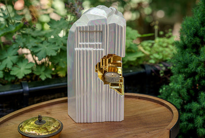 Cremation Candle Urn for Ashes "Heart" - Large | Pearly White | Ceramic Urn - Pulvis Art Urns
