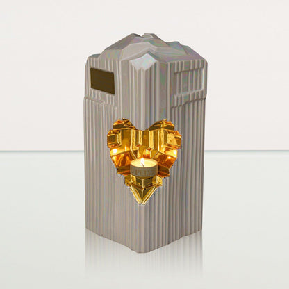Cremation Candle Urn for Ashes "Heart" - Large | Pearly White | Ceramic Urn - Pulvis Art Urns