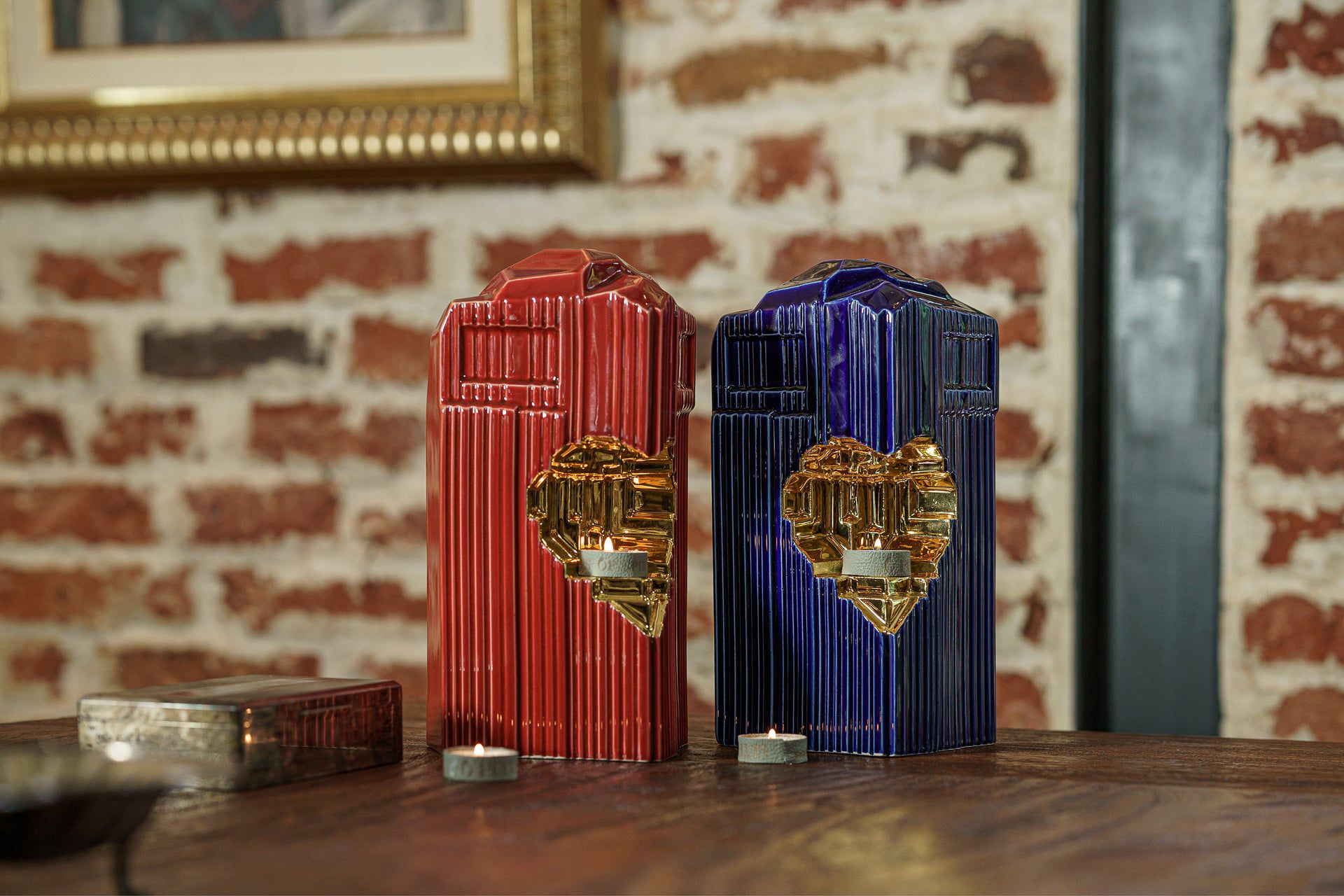Cremation Candle Urn for Ashes "Heart" - Large | Red | Ceramic Urn - Pulvis Art Urns