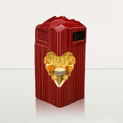 Cremation Candle Urn for Ashes "Heart" - Large | Red | Ceramic Urn - Pulvis Art Urns