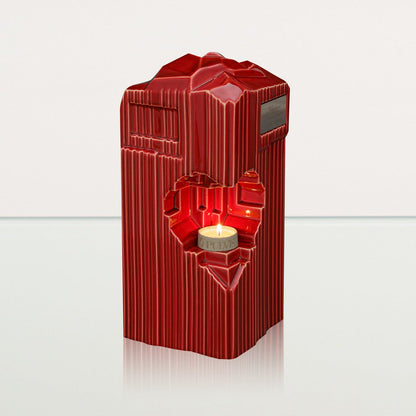 Cremation Candle Urn for Ashes "Heart" - Large | Red | Ceramic Urn - Pulvis Art Urns