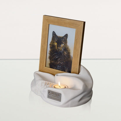 Cremation Urn "Cozy" - White Matte | Ceramic Picture Frame Urn - Pulvis Art Urns