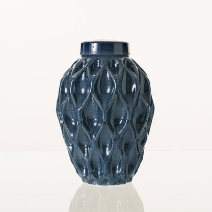 Cremation Urn "Echo" - 3D Printed Ceramic Urn | Blue Melange | Large - Pulvis Art Urns