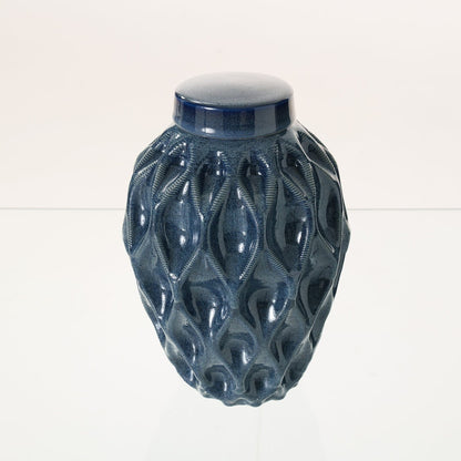 Cremation Urn "Echo" - 3D Printed Ceramic Urn | Blue Melange | Large - Pulvis Art Urns