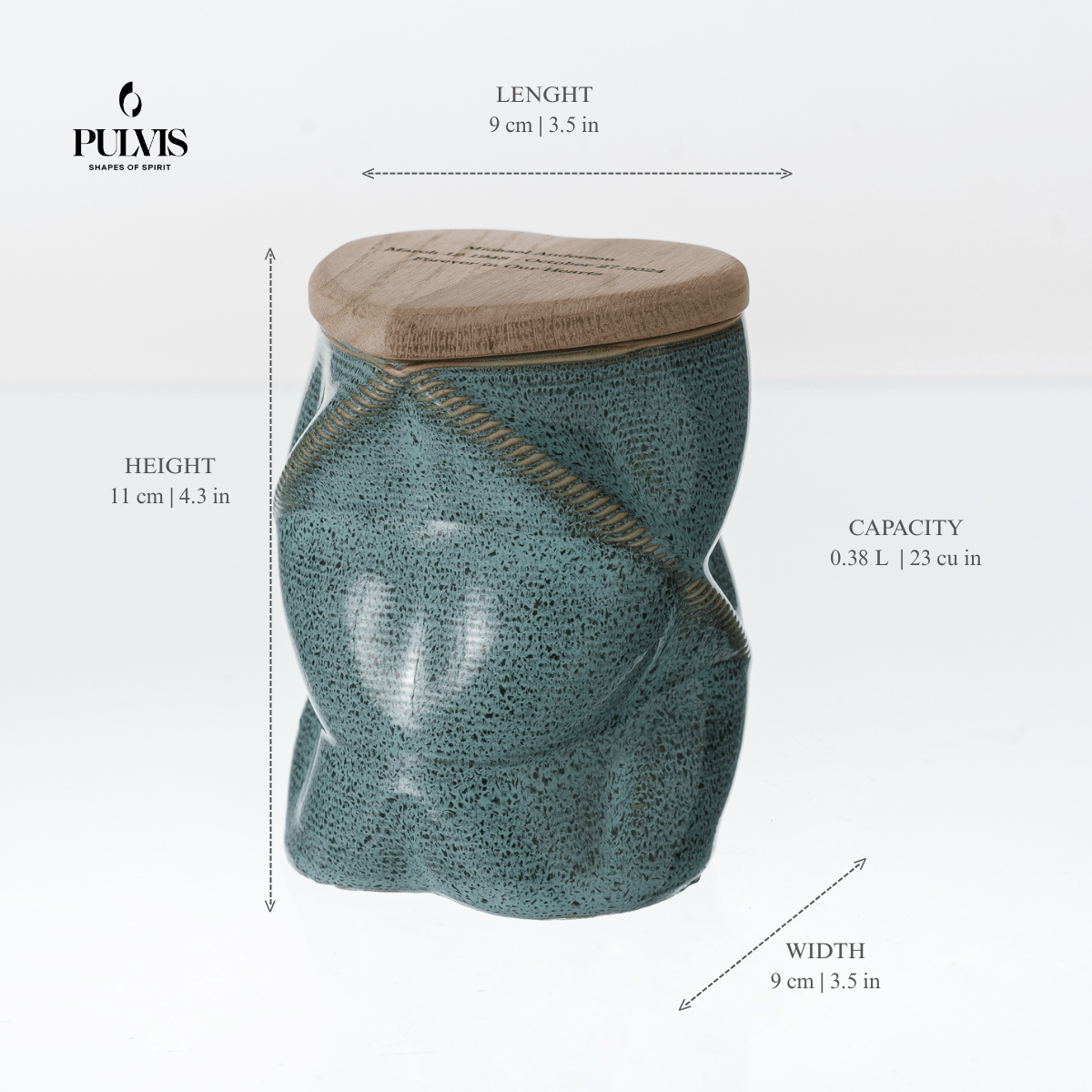 Pulvis Art Urns Adult Size Urn Cremation Urn "Nexus" - 3D Printed Ceramic Urn | Amber Yellow | Keepsake