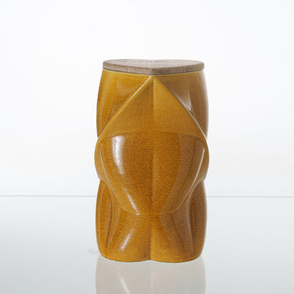 Pulvis Art Urns Adult Size Urn Cremation Urn "Nexus" - 3D Printed Ceramic Urn | Amber Yellow | Large