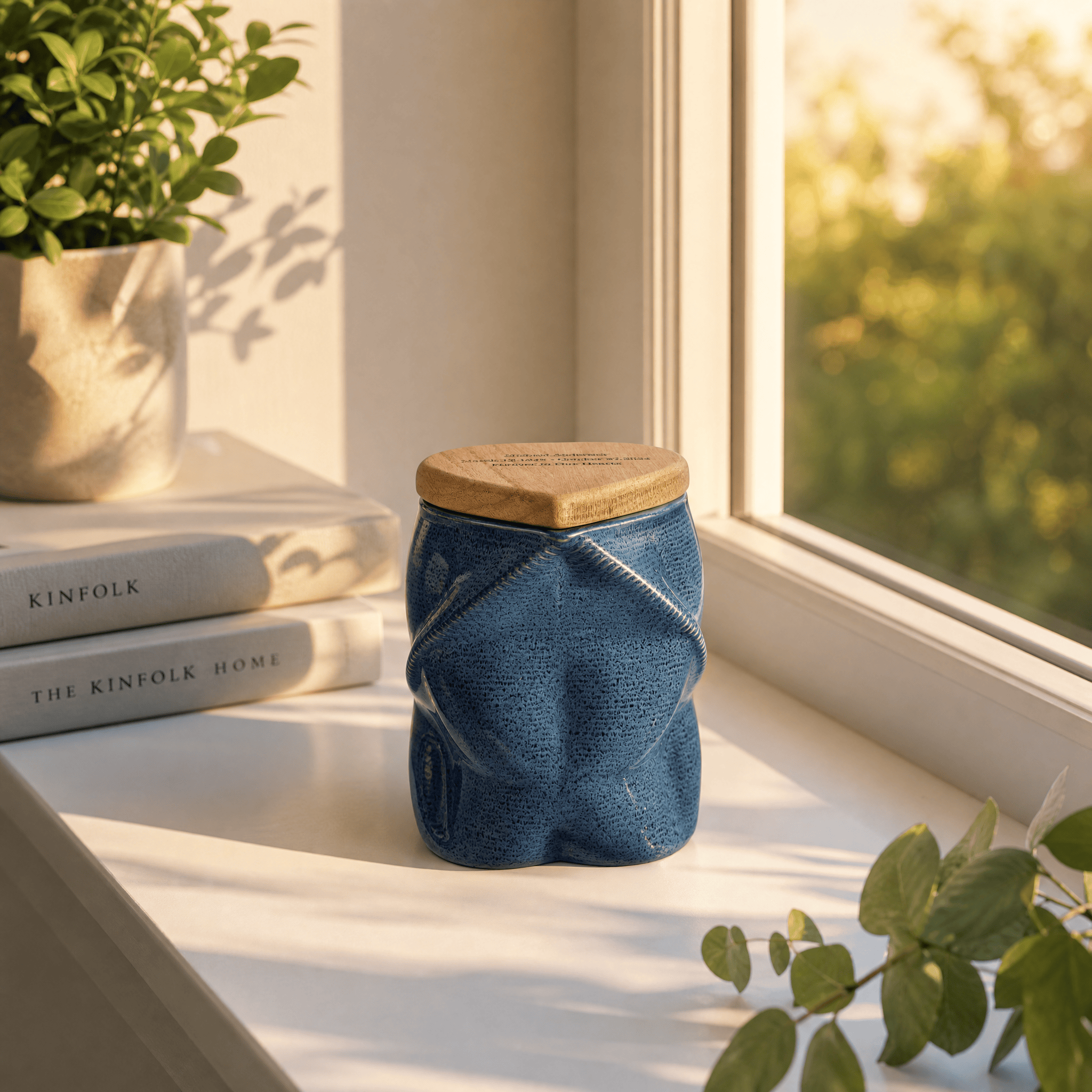 Pulvis Art Urns - Small Size Urn -Cremation Urn "Nexus" - 3D Printed Ceramic Urn | Blue Melange | Keepsake