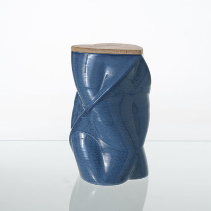 Pulvis Art Urns Adult Size Urn Cremation Urn "Nexus" - 3D Printed Ceramic Urn | Blue Melange | Large