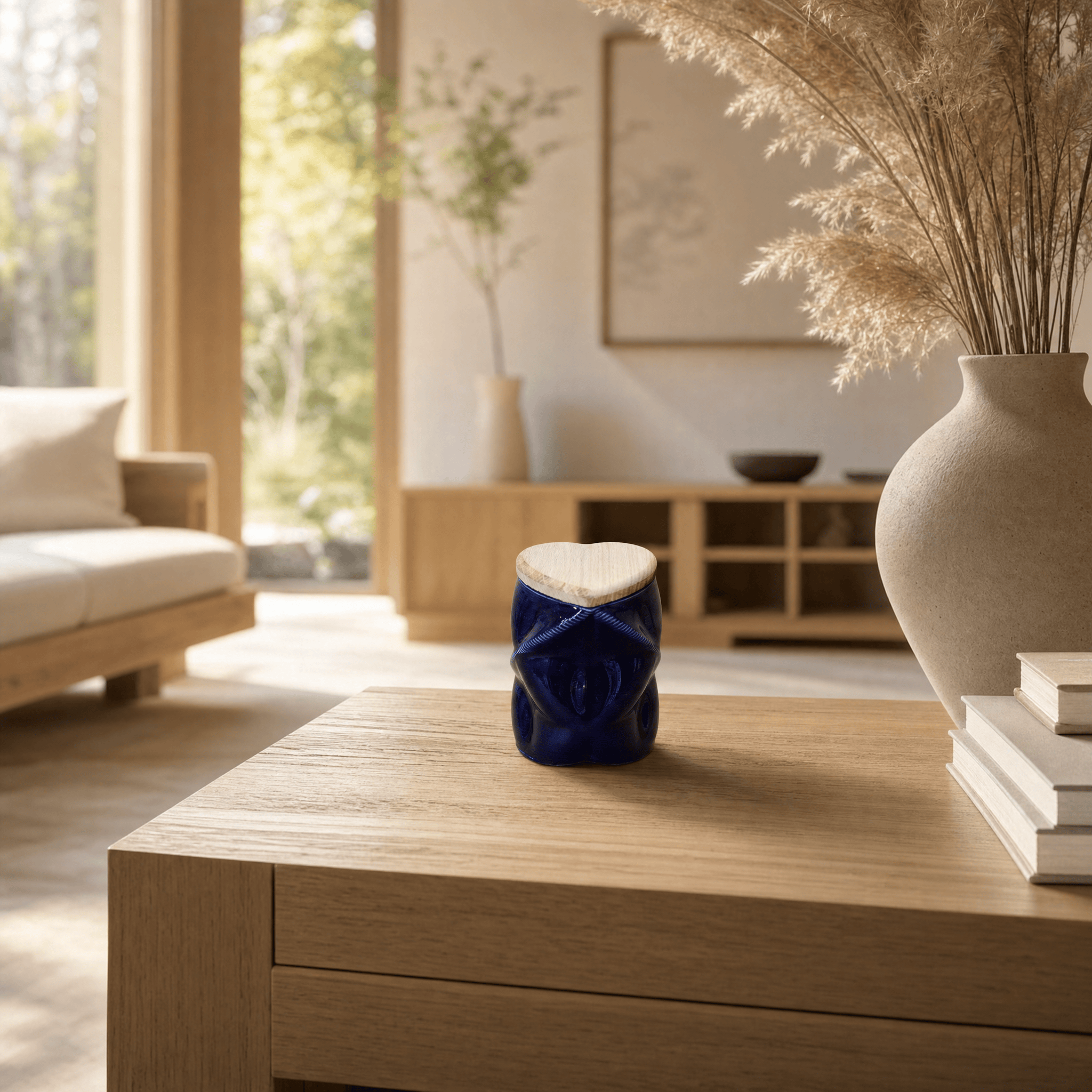 Pulvis Art Urns - Small Size Urn -Cremation Urn "Nexus" - 3D Printed Ceramic Urn | Cobalt Metalic | Keepsake