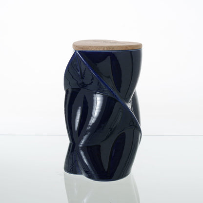 Pulvis Art Urns Adult Size Urn Cremation Urn "Nexus" - 3D Printed Ceramic Urn | Cobalt Metalic | Large