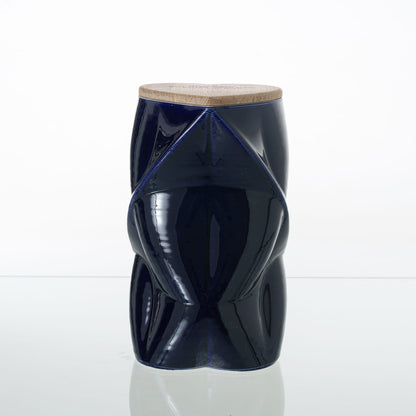 Pulvis Art Urns Adult Size Urn Cremation Urn "Nexus" - 3D Printed Ceramic Urn | Cobalt Metalic | Large