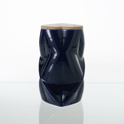 Pulvis Art Urns Adult Size Urn Cremation Urn "Nexus" - 3D Printed Ceramic Urn | Cobalt Metalic | Large