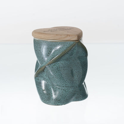 Pulvis Art Urns - Small Size Urn -Cremation Urn "Nexus" - 3D Printed Ceramic Urn | Oily Green | Keepsake