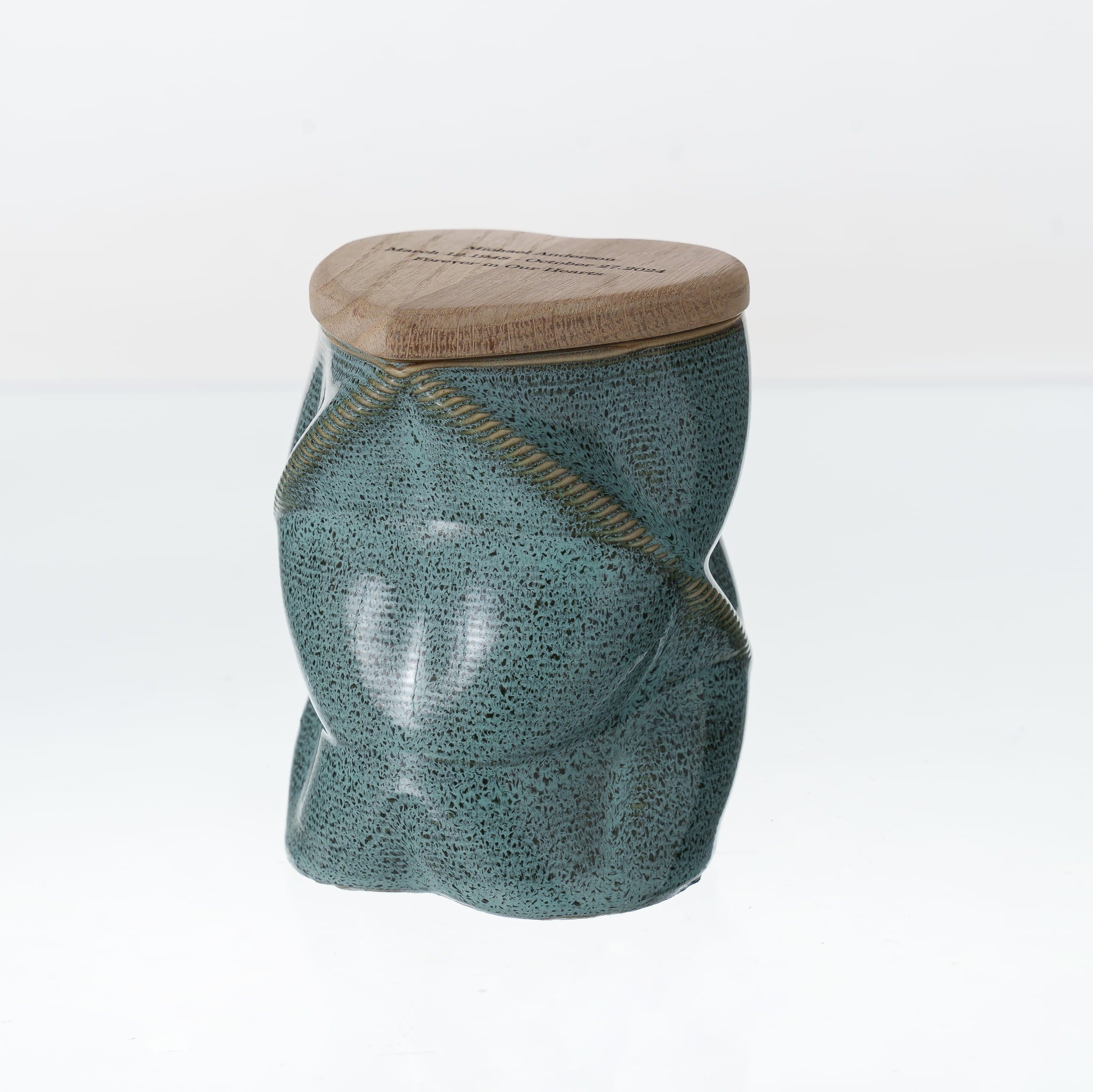 Pulvis Art Urns - Small Size Urn -Cremation Urn "Nexus" - 3D Printed Ceramic Urn | Oily Green | Keepsake