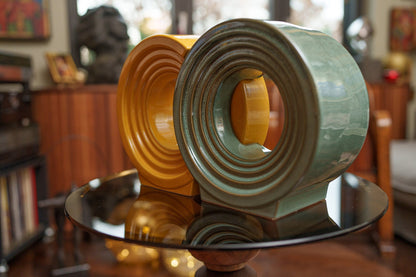 Pulvis Art Urns Adult Size Urn Cremation Urn "Solace" - Adult Memorial Urn | Oily Green Melange | Ceramic