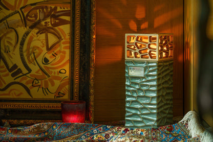 "Everlasting Flame" Cremation Urn for Ashes - Oily Green Melange | Ceramic Urn - Pulvis Art Urns