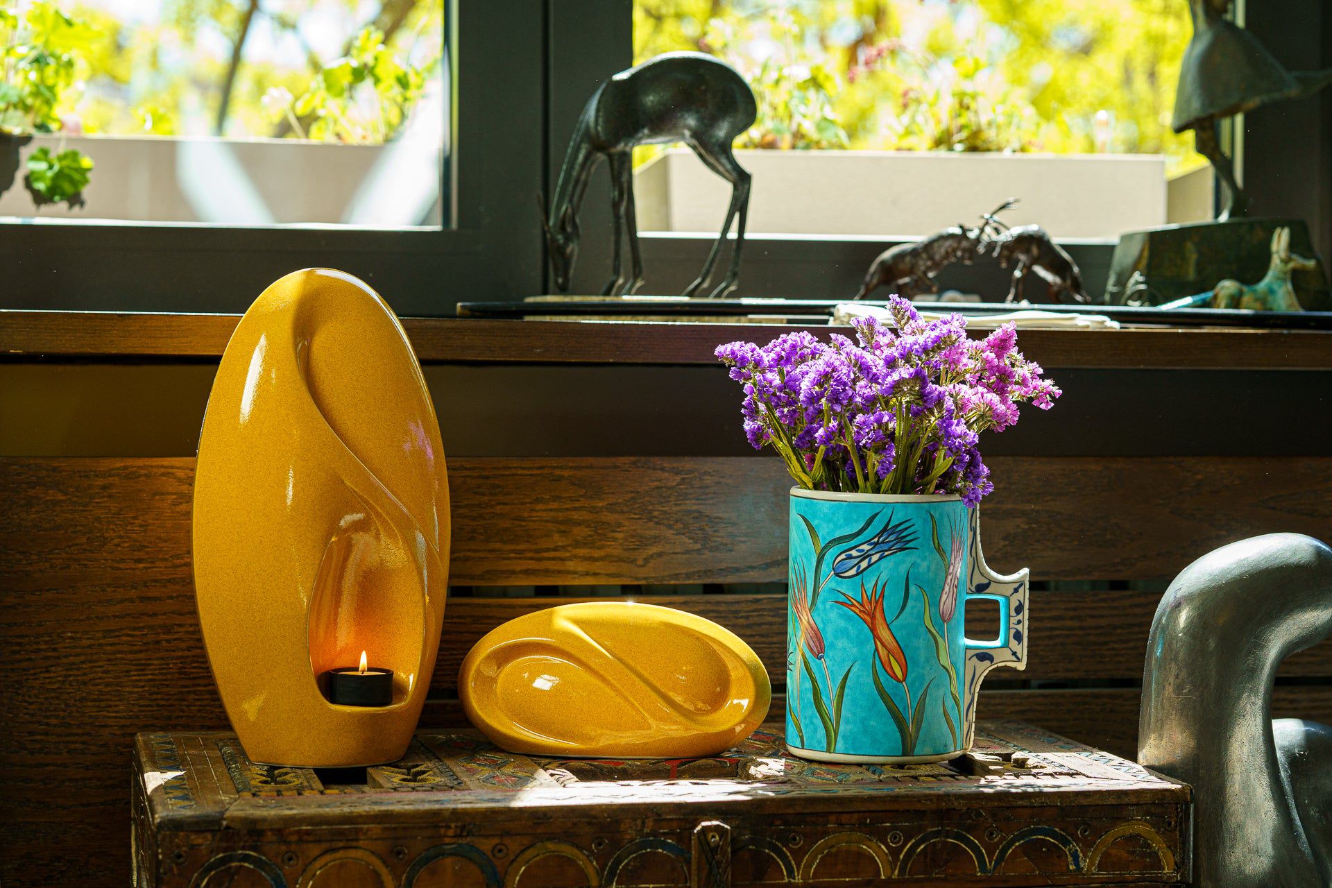 Eternity Handmade Cremation Urn for Ashes - Large Urn | Amber Yellow | Ceramic - Pulvis Art Urns