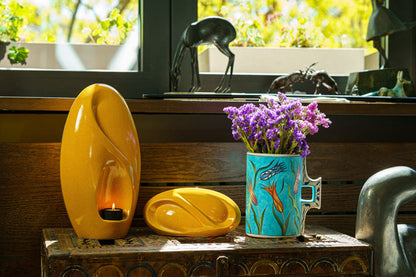 Eternity Handmade Cremation Urn for Ashes - Large Urn | Amber Yellow | Ceramic - Pulvis Art Urns