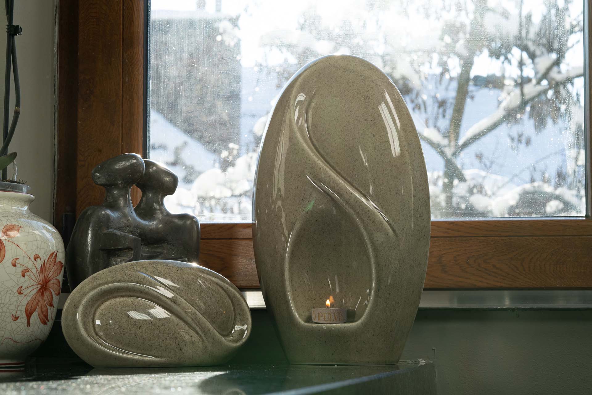 Eternity Handmade Cremation Urn for Ashes - Large | Beige Grey | Ceramic Urn - Pulvis Art Urns