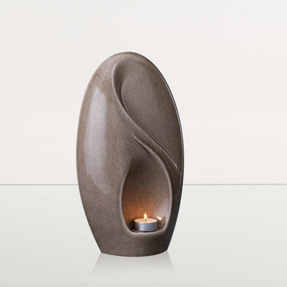 Eternity Handmade Cremation Urn for Ashes - Large | Beige Grey | Ceramic Urn - Pulvis Art Urns