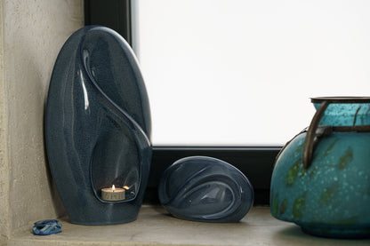 Eternity Handmade Cremation Urn for Ashes - Large | Blue Melange | Ceramic Urn - Pulvis Art Urns