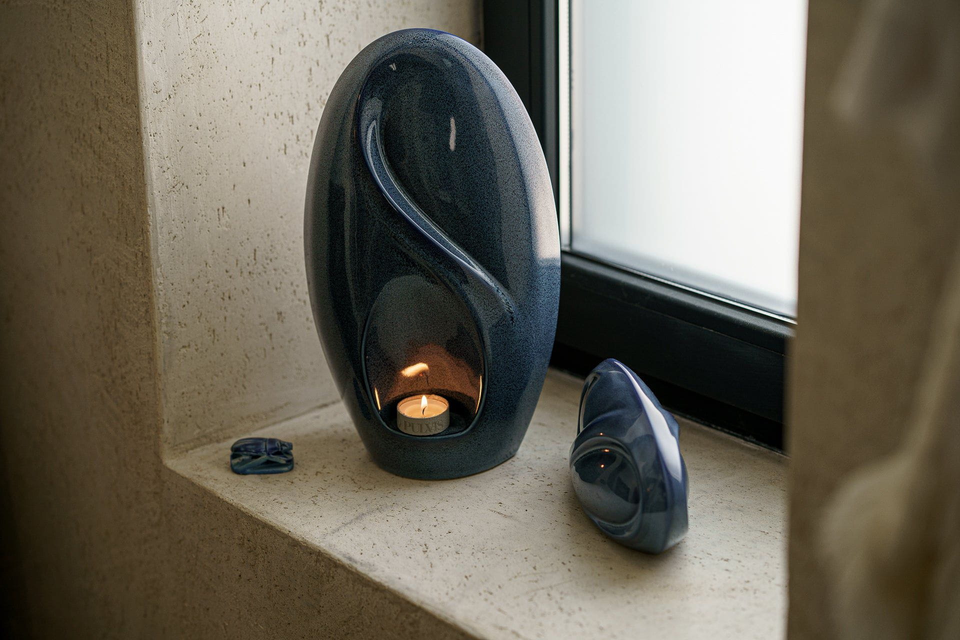 Eternity Handmade Cremation Urn for Ashes - Large | Blue Melange | Ceramic Urn - Pulvis Art Urns