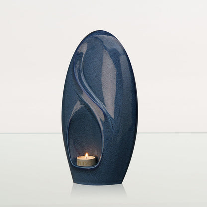 Eternity Handmade Cremation Urn for Ashes - Large | Blue Melange | Ceramic Urn - Pulvis Art Urns
