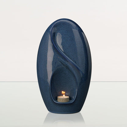 Eternity Handmade Cremation Urn for Ashes - Large | Blue Melange | Ceramic Urn - Pulvis Art Urns