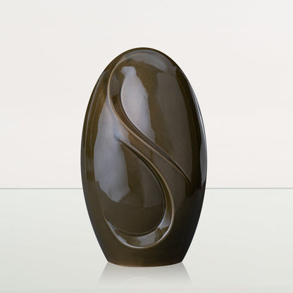 Eternity Handmade Cremation Urn for Ashes - Large | Oily Green | Ceramic Urn - Pulvis Art Urns