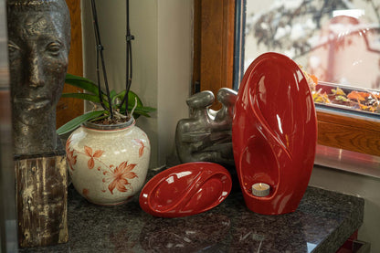 Eternity Handmade Cremation Urn for Ashes - Large | Red | Ceramic Urn - Pulvis Art Urns