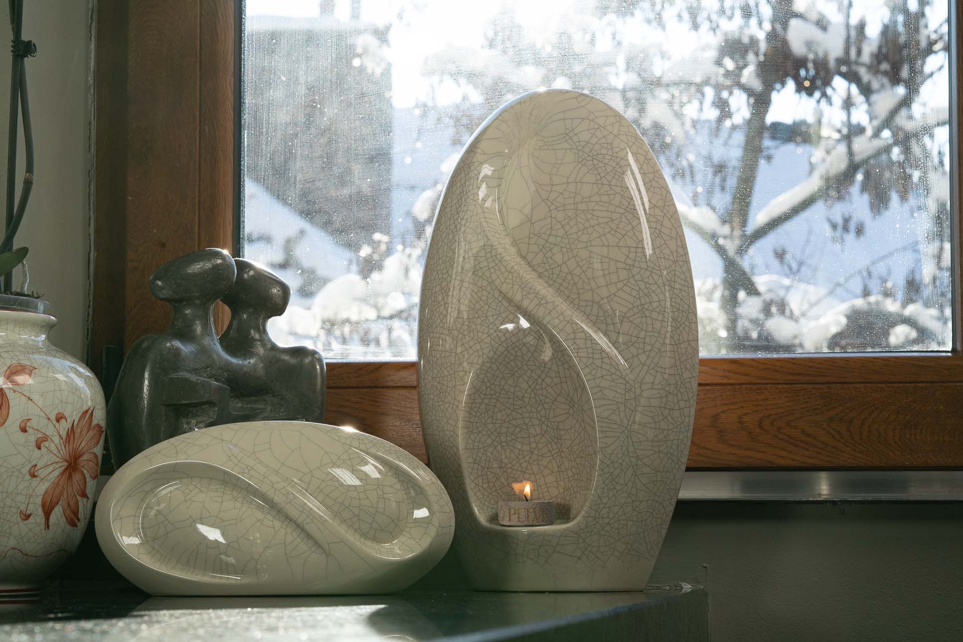Eternity Handmade Cremation Urn for Ashes - Large | Off-white | Ceramic Urn - Pulvis Art Urns
