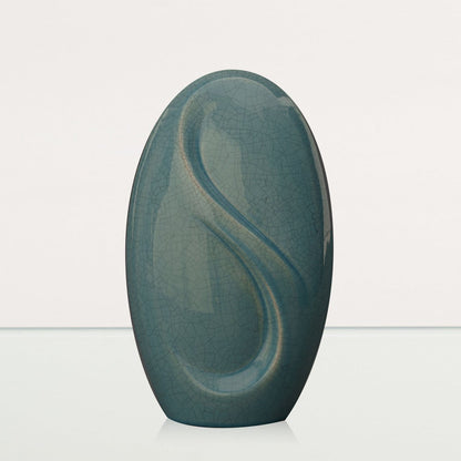 Eternity Handmade Cremation Urn for Ashes - Large Urn | Blue Craquelure - Pulvis Art Urns