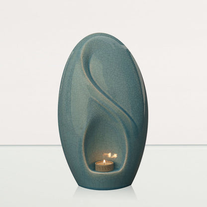 Eternity Handmade Cremation Urn for Ashes - Large Urn | Blue Craquelure - Pulvis Art Urns