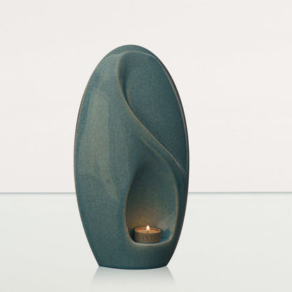 Eternity Handmade Cremation Urn for Ashes - Large Urn | Blue Craquelure - Pulvis Art Urns