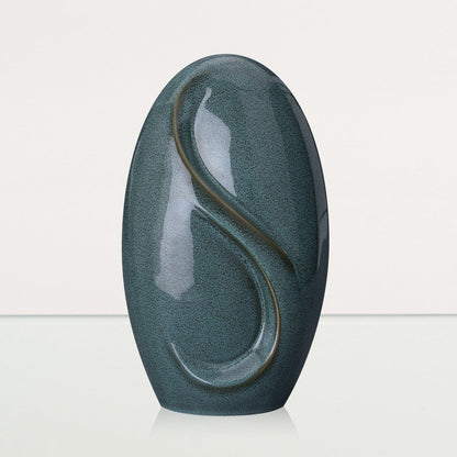 Eternity Handmade Cremation Urn for Ashes - Large Urn | Oily Green Melange - Pulvis Art Urns