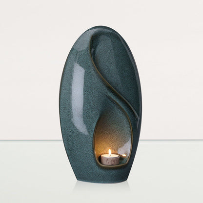 Eternity Handmade Cremation Urn for Ashes - Large Urn | Oily Green Melange - Pulvis Art Urns