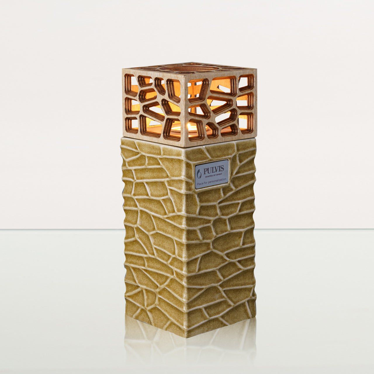 "Everlasting Flame" Cremation Urn for Ashes - Dark Sand | Ceramic Urn - Pulvis Art Urns