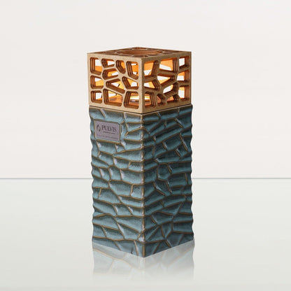 "Everlasting Flame" Cremation Urn for Ashes - Oily Green Melange | Ceramic Urn - Pulvis Art Urns