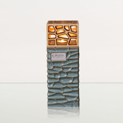 "Everlasting Flame" Cremation Urn for Ashes - Oily Green Melange | Ceramic Urn - Pulvis Art Urns