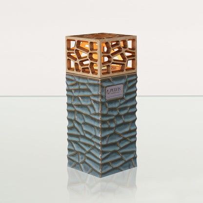 "Everlasting Flame" Cremation Urn for Ashes - Oily Green Melange | Ceramic Urn - Pulvis Art Urns