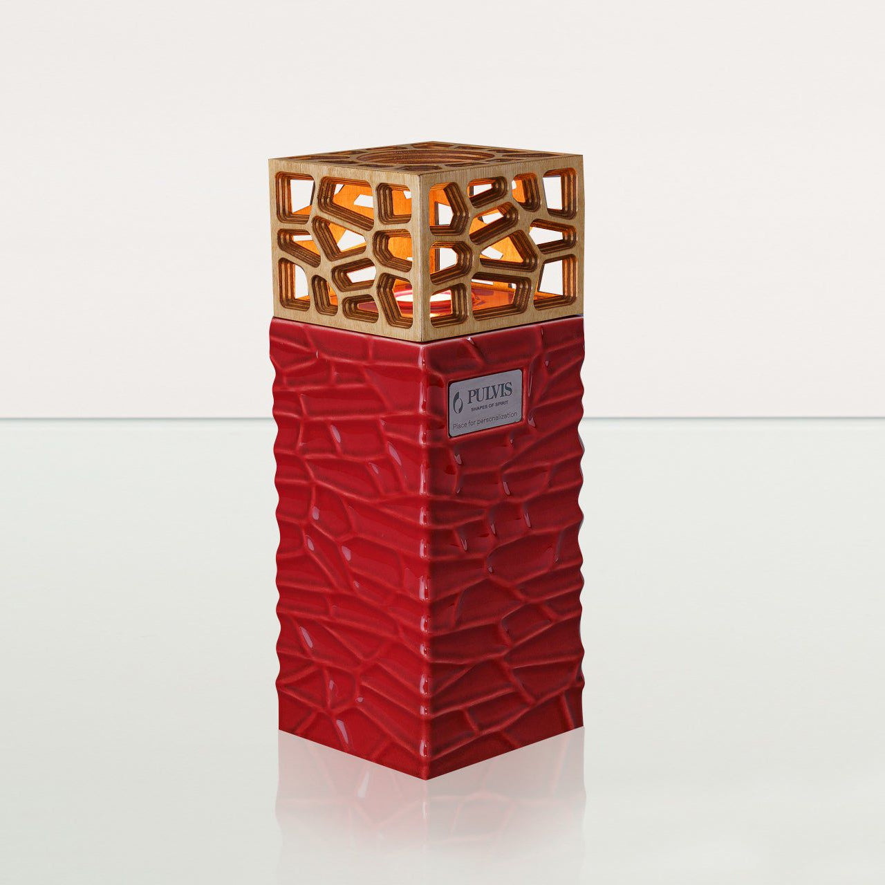 "Everlasting Flame" Cremation Urn for Ashes - Red | Ceramic Urn - Pulvis Art Urns